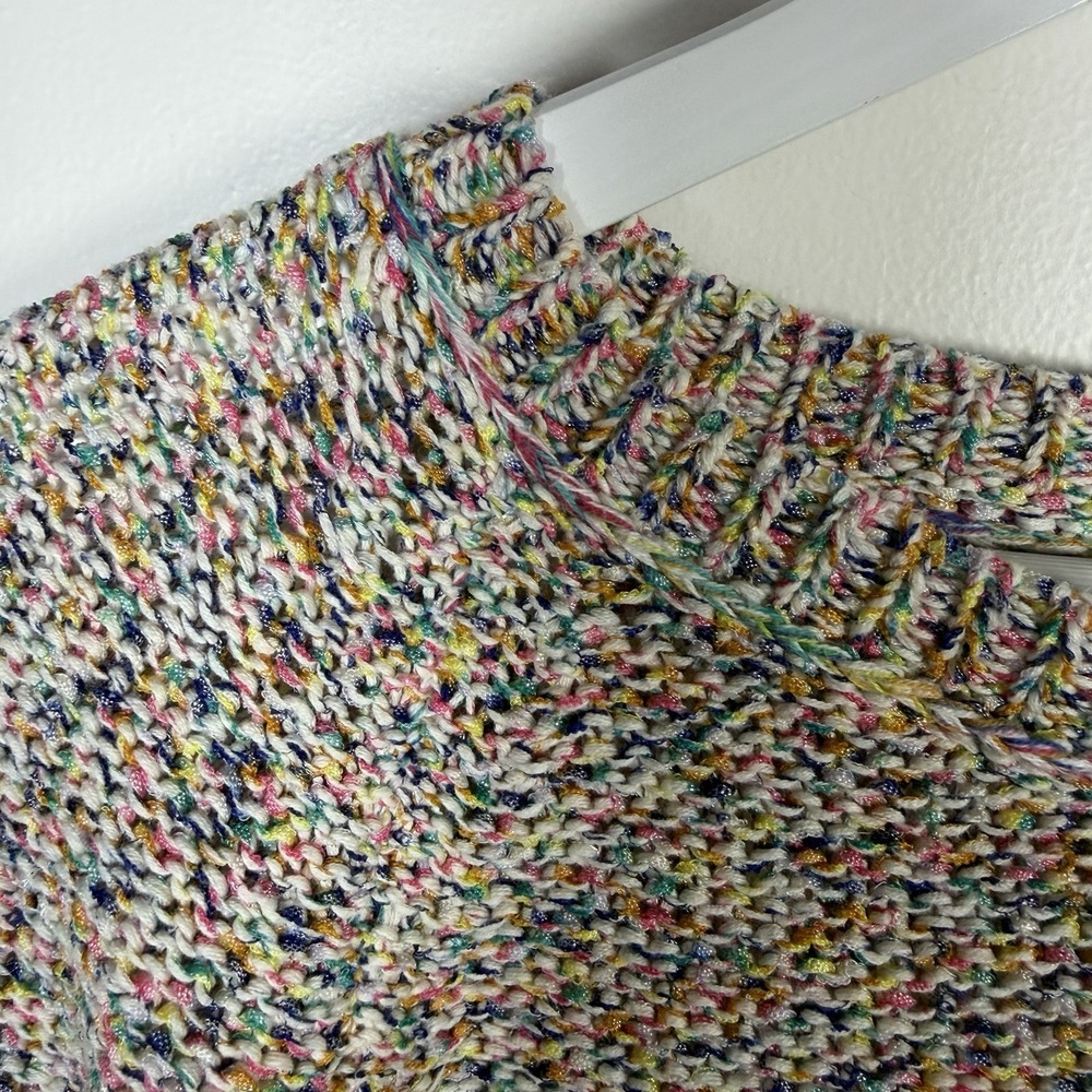 Lou & Grey Confetti Cake Pink Metallic Knit Boxy Crew Neck Cotton Blend Sweater‎ - Picture 7 of 10